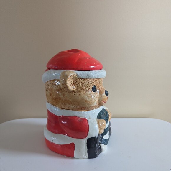 CHRISTMAS SANTA TEDDY BEAR VINTAGE COOKIE JAR - Picture 3 of 6